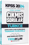 Yediiklim Yayınları KPSS 2024 Ortaöğretim-Önlisans Türkçe Konularına Göre Çıkmış Sorular