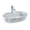 E-2114M1 Tezgah Üstü Lavabo Beyaz Mermer Desenli