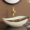 EY-4830A Parlak Beyaz & Altın Tezgah Üstü Lavabo