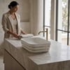 EY-4840A Parlak Beyaz & Altın Tezgah Üstü Lavabo