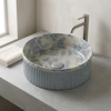 EY-7070 Mavi Desenli Tezgah Üstü Lavabo