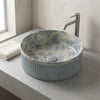 EY-7070 Mavi Desenli Tezgah Üstü Lavabo