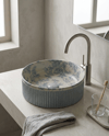EY-7070 Mavi Desenli Tezgah Üstü Lavabo