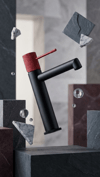 FM-2118 Siyah & Kırmızı Lavabo Bataryası