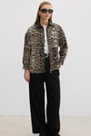 M28-5785-506MarkasızMONTKadın Leopar Desenli Yaka Garnili Mont LEOPAR DESENLİ
