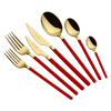 Carre 42 Parça Titanyum Gold Red Çatal Kaşık Bıçak Seti