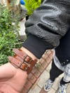 2 Tokalı Kahverengi Unisex Kalın Deri Bileklik