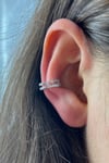 2'li Taşlı Gri Renk Earcuff