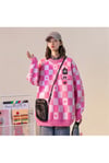 Anime Harajuku Streetwear My Melody Pembe Oversize Damalı Kazak
