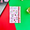 Çilekli Tavşan Tasarımlı Lastikli Defter  - 80 Sayfa