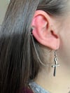 Gothic Punk Cross Uzun Zincirli Haç Küpe