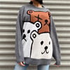 Harajuku Cute Bears Füme Oversize Kazak