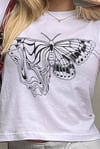 Harajuku Fashion Butterfly Vector Beyaz Yarım Kadın T-shirt