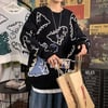Harajuku Siyah Dinosarus Oversize Unisex Kazak