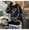 Harajuku Siyah Dinosarus Oversize Unisex Kazak