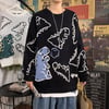 Harajuku Siyah Dinosarus Oversize Unisex Kazak