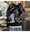 Harajuku Siyah Dinosarus Oversize Unisex Kazak