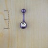 Tek Taşlı Mor Göbek Piercing