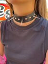 Uzun Kısa Diken Detaylı Suni Deri Choker Kolye