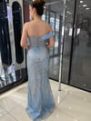 Bebe Mavi Sim Baskı Yaka Detaylı Uzun Abiye