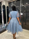 Bebe Mavi Simli Büyük Beden Kol Detay Kloş Etek 