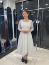 Beyaz Sim Baskı Midi Boy Abiye