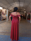 Bordo Taş İşlemeli Lady yaka Uzun Abiye