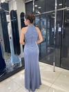 Halter Yaka Bebe Mavisi Balık Abiye 