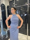 Halter Yaka Bebe Mavisi Balık Abiye 