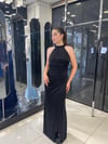Halter Yaka Siyah Balık Abiye