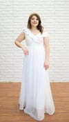 LADY YAKA EKRU SİM TÜL UZUN ABİYE