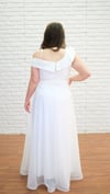 LADY YAKA EKRU SİM TÜL UZUN ABİYE