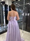 lila uzun gül detaylı abiye