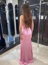 PEMBE STRAPLEZ SATEN UZUN ABİYE