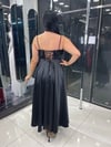 Siyah Midi Boy Saten Kiloş Abiye