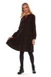 Newbutix Uzun Kol Pazen  Püskül Yaka Kısa Elbise 