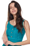 Nile Green Strap Tasseled Dress