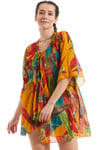 100% Cotton Mustard Color Voile Symmetrical Patterned Pareo