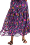100% Cotton Purple Long Sleeve Voile Poppy Pattern Dress