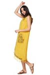 Yellow Sleeveless Tasseled Dress