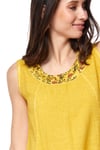 Yellow Sleeveless Tasseled Dress