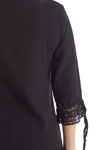100% Cotton  Black Lace Collar Half Sleeve Blouse