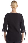 100% Cotton  Black Lace Collar Half Sleeve Blouse
