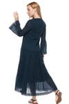 Long Sleeve Petrol Color Buttoned Dress