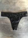 Arkası İpli Siyah Dantel Tanga 4587