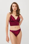 Cansoy Bordo Kadife Sütyen Takımı