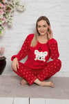 Cansoy Desenli Kırmızı Bayan Pijama Takımı