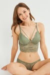 Cansoy Haki Dantelli Bralet Takım