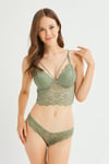 Cansoy Haki Dantelli Bralet Takım