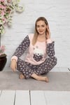 Cansoy Pembe Desenli Bayan Pijama Takımı